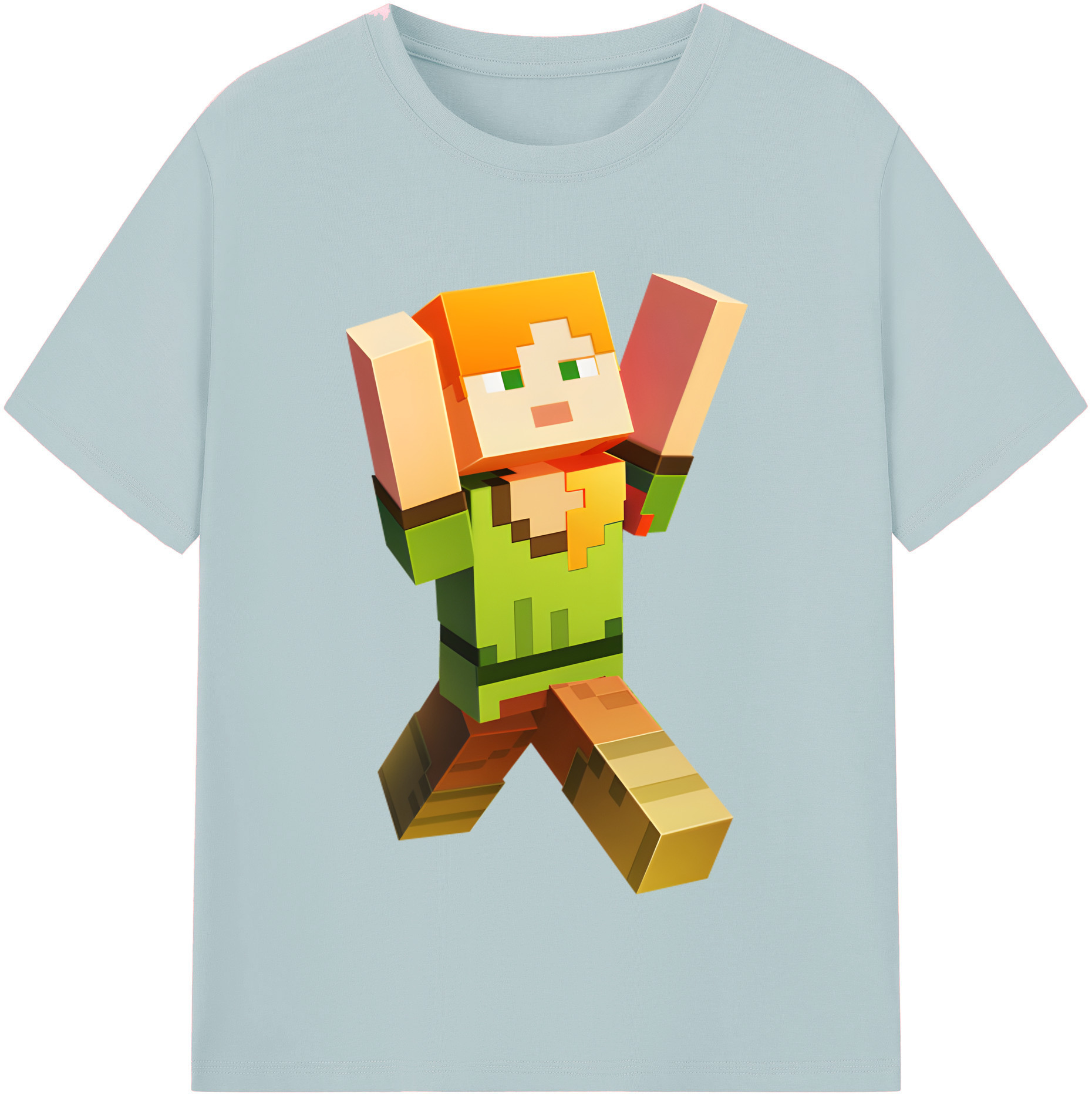 （画像用） マインクラフト ブロックの世界 Minecraft MC Block world 綿100％半袖Tシャツ（フロントプリント）